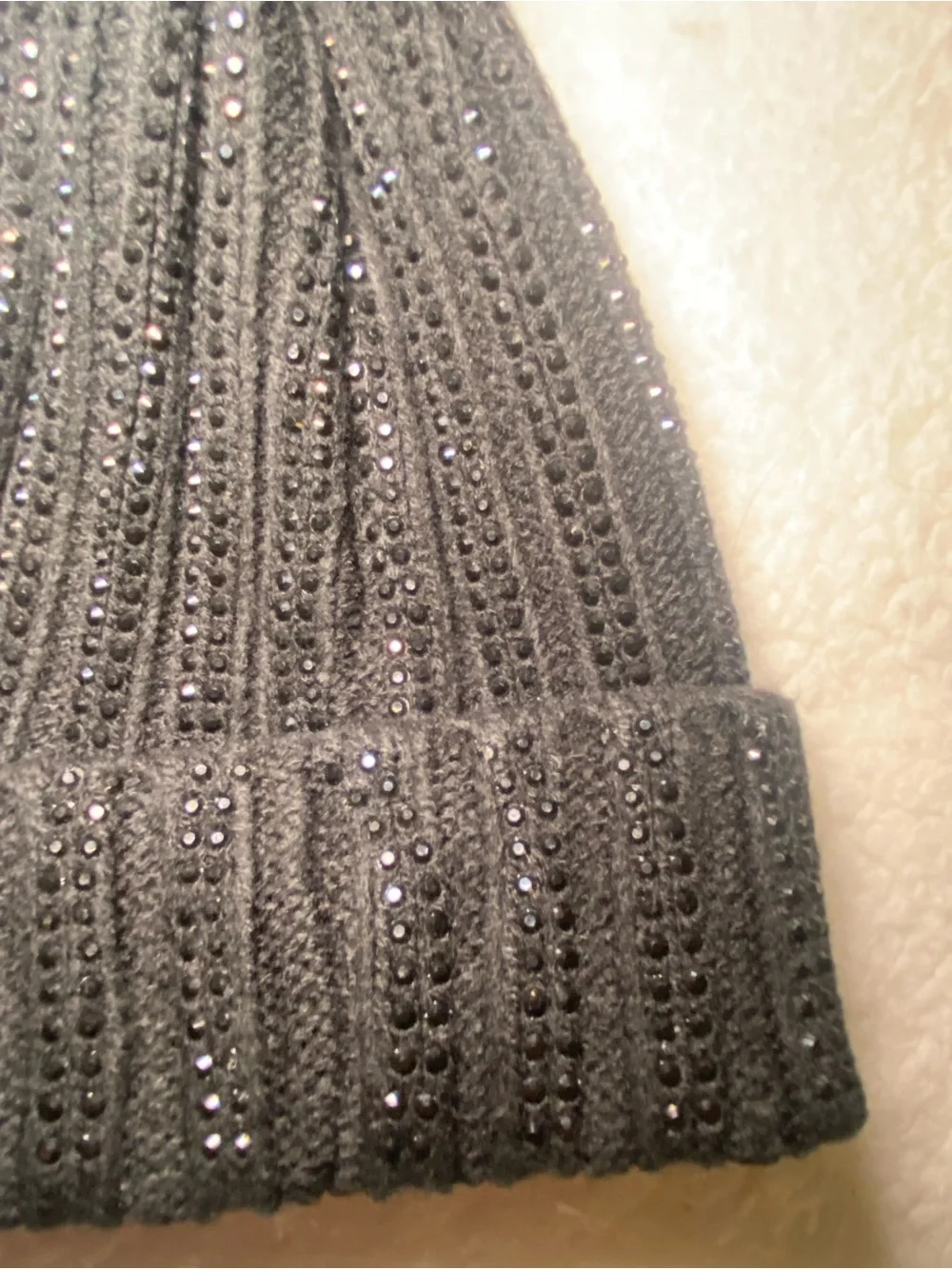torrid Black Sequin Pom Pom Knit Beanie